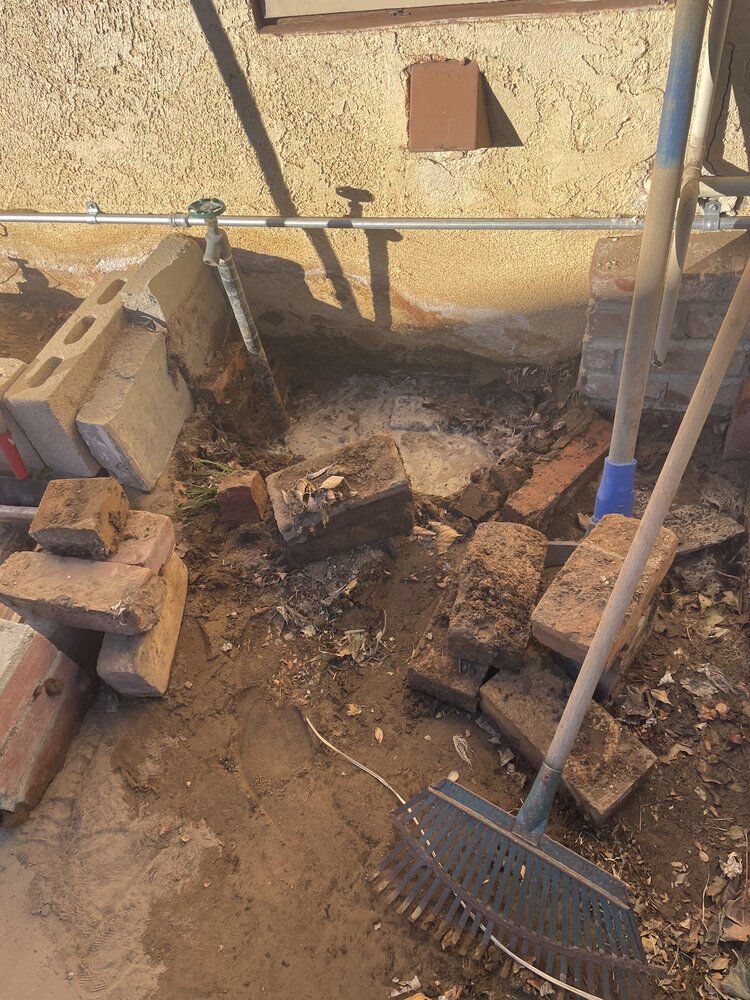 Service line uncovered during a repair