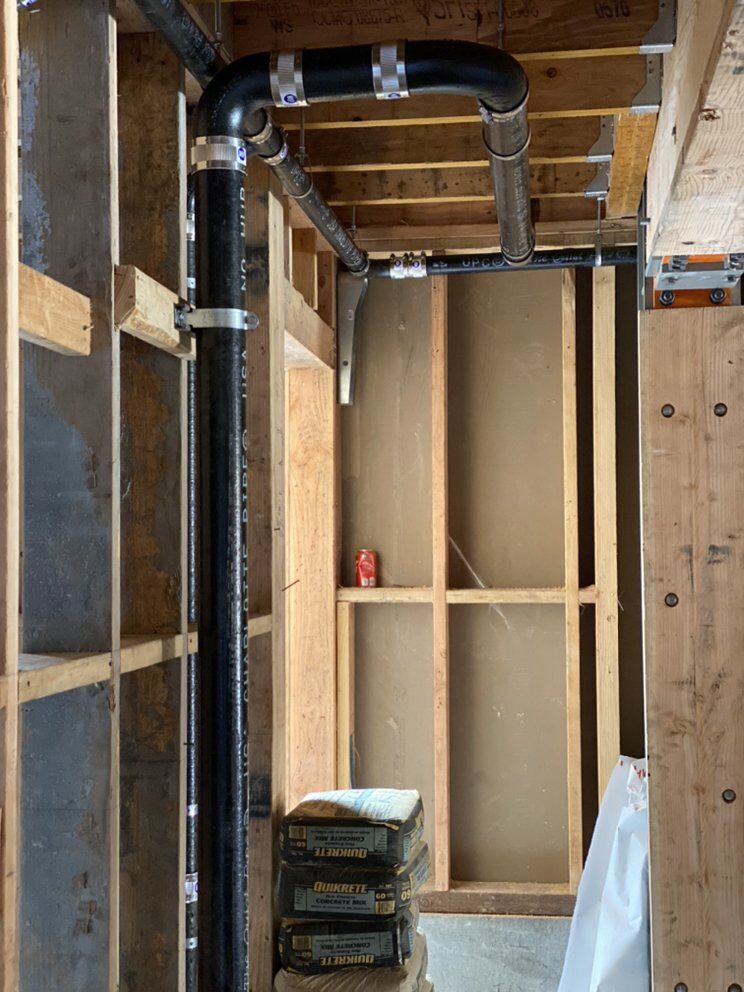 Drain, waste, and vent stack roughed in